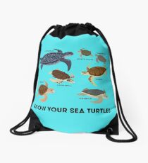 Know Your Sea Turtles Drawstring Bag
