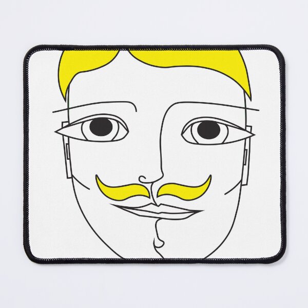Item preview, Yellow Sunshine Mustache Lineart Man portrait designed and sold by ZoJovArt.
