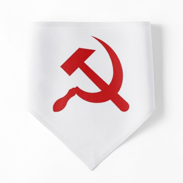 A #red #hammer and #sickle, in the shape it appeared (in gold) on the #Soviet Unions flag from 1955 to 1991 Pet Bandana