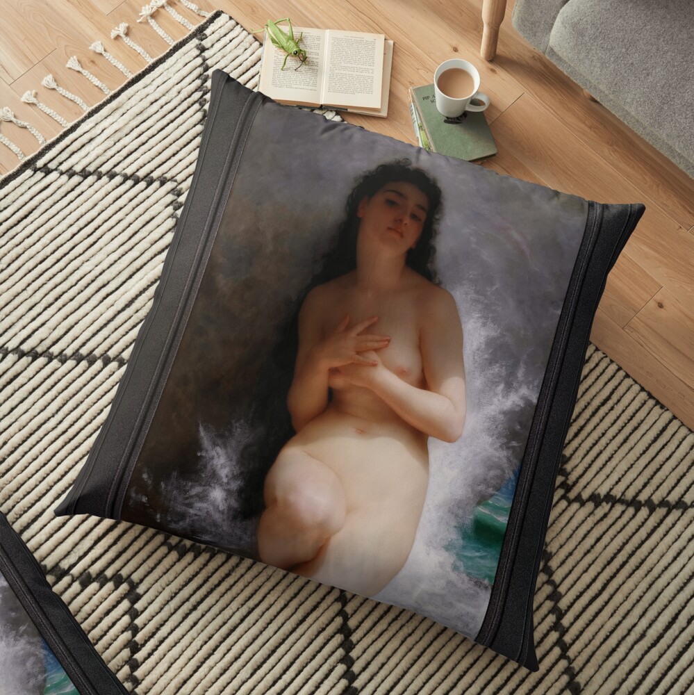 La Perle by William Adolphe Bouguereau - An Alluring Allegorical Beauty 2 La Perle by William Adolphe Bouguereau Remastered Xzendor7 Classical Art Old Masters Reproductions Floor Pillow