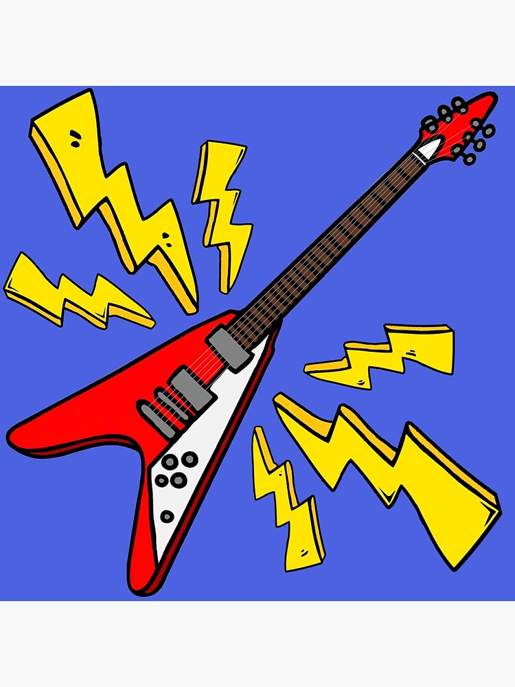 "Gibson Flying V Electric Guitar Cartoon" Poster for Sale by