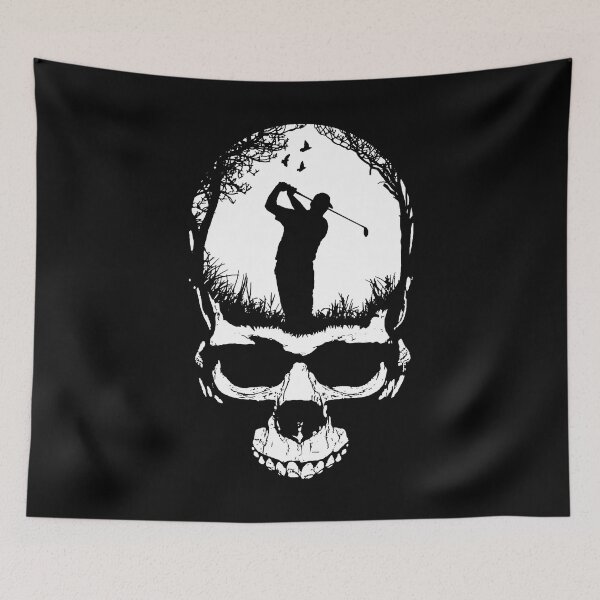 Artikelvorschau, Halloween Golf Gothic Golfer Papa Skelett Totenkopf Sonnenuntergang entworfen und verkauft von GrandeDuc.