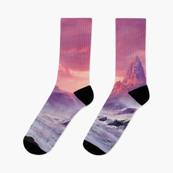 Item preview, Fantasy mountain landscape with pink sky designed and sold by Zanimations.