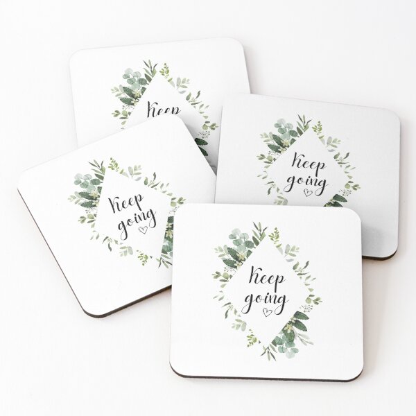 Item preview, Keep Going Inspirational Quote | Floral Flower Leaves Diamond Border: designed and sold by LifeAndWonder.