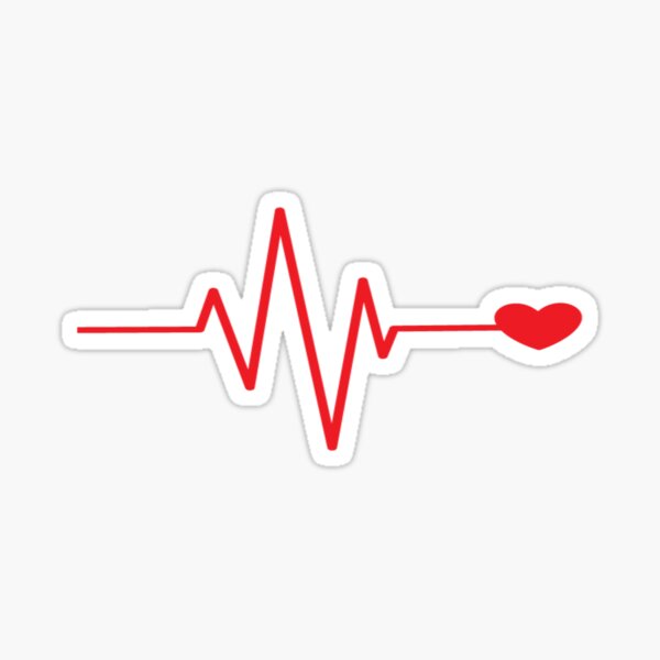 Sticker Coeur rouge avec des ECG sur fond blanc - conception