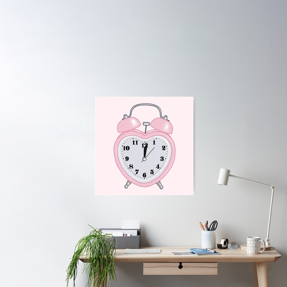 BCLOSE Coquette Room Decor 12 inch Pink Heart Vintage Wall Clock Flower Wall