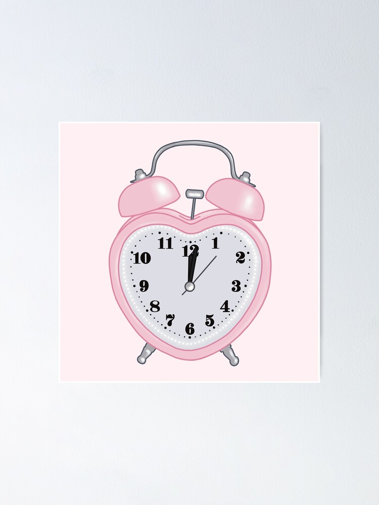 "pink heart shaped alarm clock aesthetic dollette coquette" Poster for