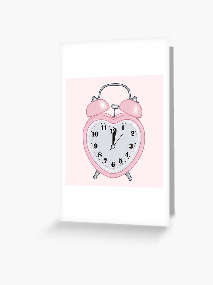 pink heart shaped alarm clock aesthetic dollette coquette | Greeting Card