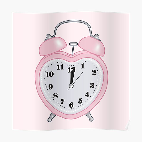 "pink heart shaped alarm clock aesthetic dollette coquette" Poster for