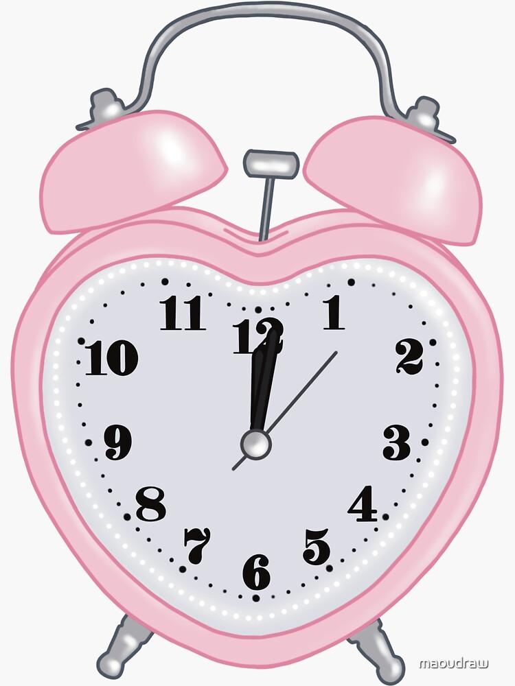"pink heart shaped alarm clock aesthetic dollette coquette" Sticker for