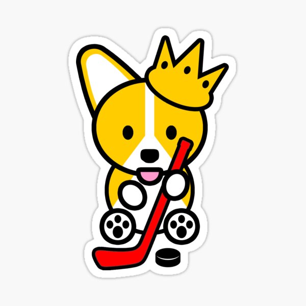 Corgi Hockey Ice Skate Welsh Corgi Dog Puppy Stick Puck  Sticker