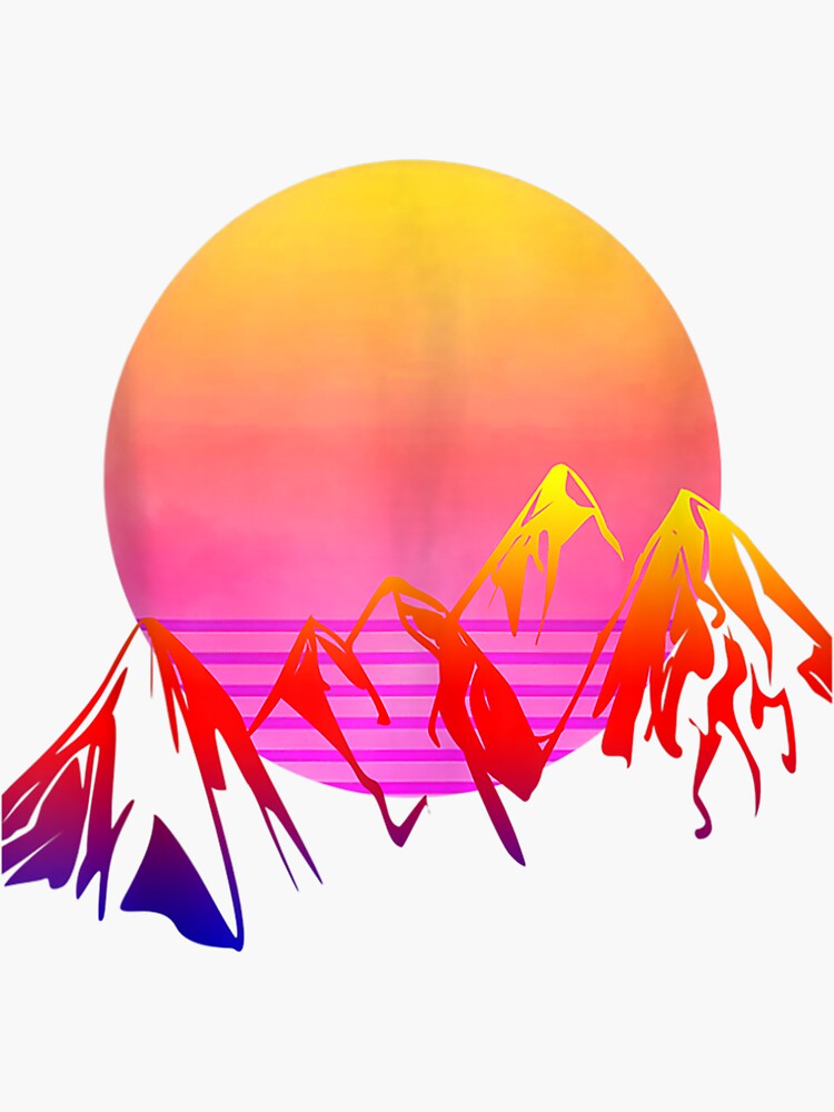 Retro 80s Vaporwave Outrun Skyline Sticker For Sale By Vapor2077