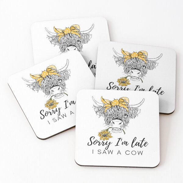 Artikelvorschau, Tut mir leid, ich bin spät dran. Ich habe eine Kuh gesehen entworfen und verkauft von KGoPrintables.
