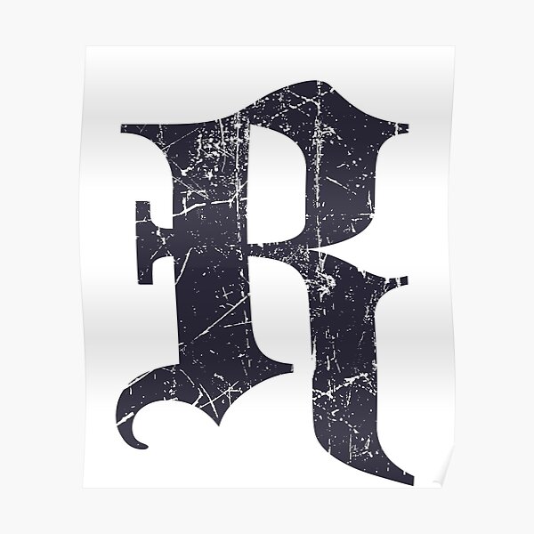 "Dark Grunge Monogram Letter "R" Blackletter" Poster for Sale by