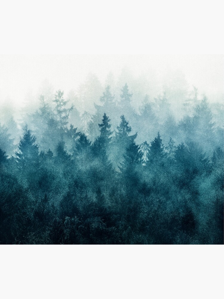 Artwork view, The Heart Of My Heart // So Far From Home Of A Misty Foggy Wilderness Forest Covered In Blue Magic Fog designed and sold by Tordis Kayma