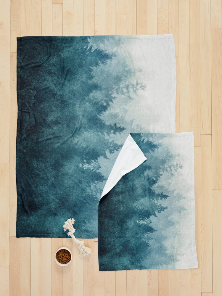 Thumbnail 5 of 6, Pet Blanket, The Heart Of My Heart // So Far From Home Of A Misty Foggy Wilderness Forest Covered In Blue Magic Fog designed and sold by Tordis Kayma.