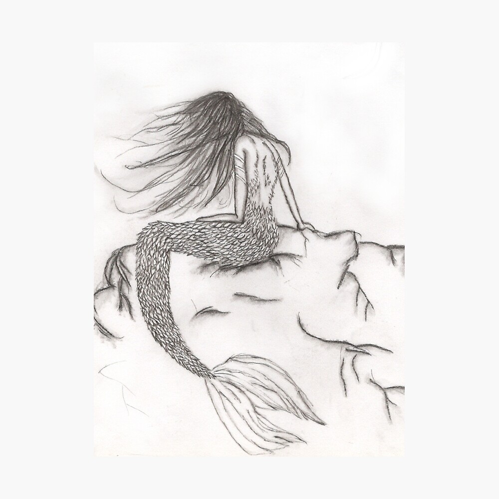 sad mermaid drawings