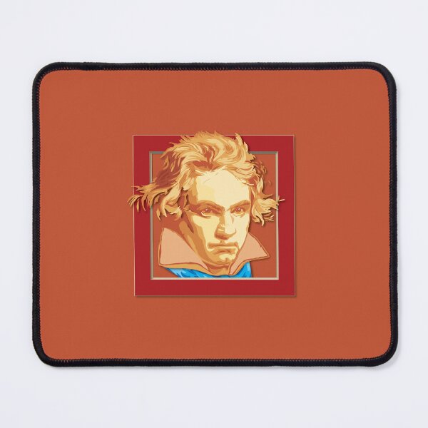Item preview, Ludwig van Beethoven, framed portrait, with tie ©-edition. pastel cream, pink, orange/blue, cyan, red, gold designed and sold by Brunhilde1001.