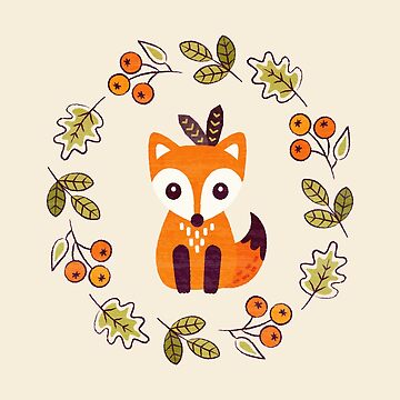 Artwork thumbnail, Little Fox with Autumn Berries by daisy-beatrice