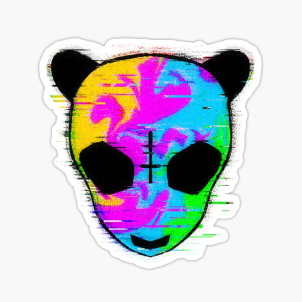 Cro Musiker Maske, Glitch-Effekt, bunt Sticker