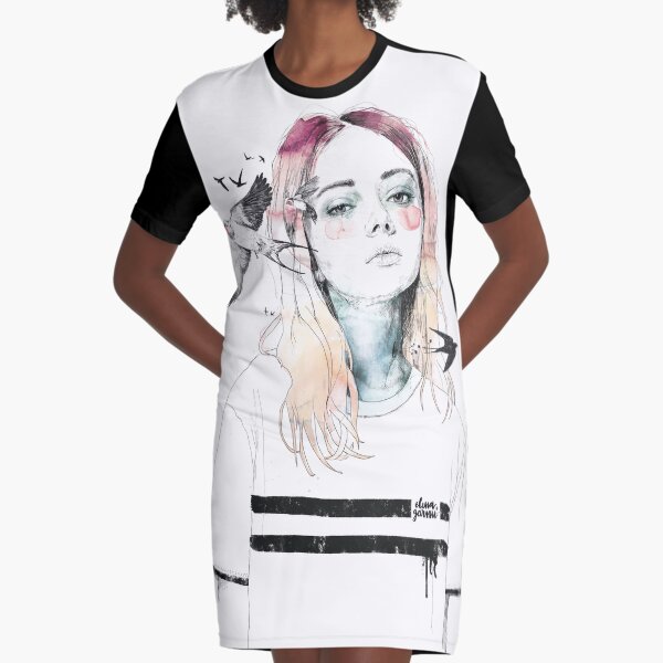 TAKE OUT YOUR BIRDS Graphic T-Shirt Dress