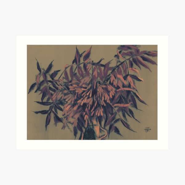 Ash-Tree, Botanical Floral Vintage Palette Khaki Taupe Blush Art Print