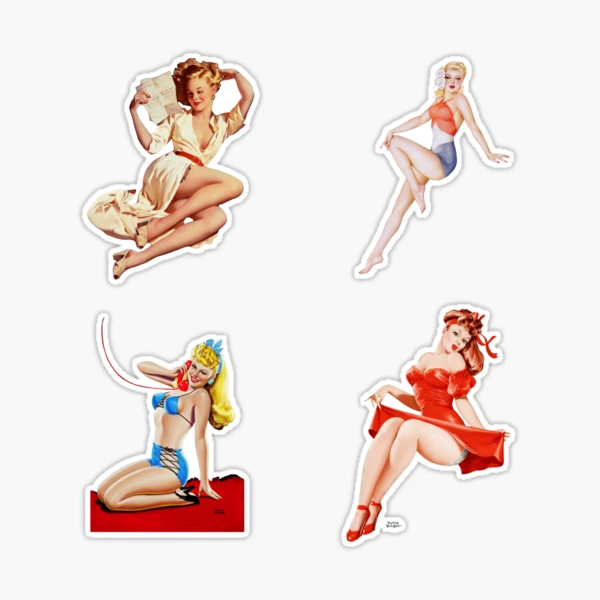 未使用♡リスパンチ♡スタンピンアップ Xzendor7 Photo Restoration Pinup Girl Sticker Pack Set 04