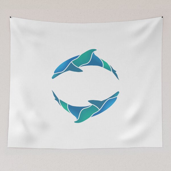 Item preview, Dolphin Circle Aqua Blue | Two Dolphins designed and sold by Teenker.