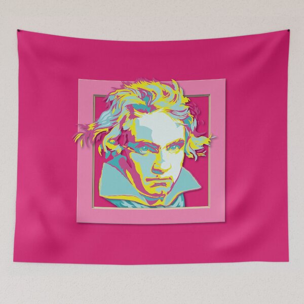 Item preview, Ludwig van Beethoven, framed portrait, with tie ©-edition. Pink, Magenta / Lime, Turquoise designed and sold by Brunhilde1001.