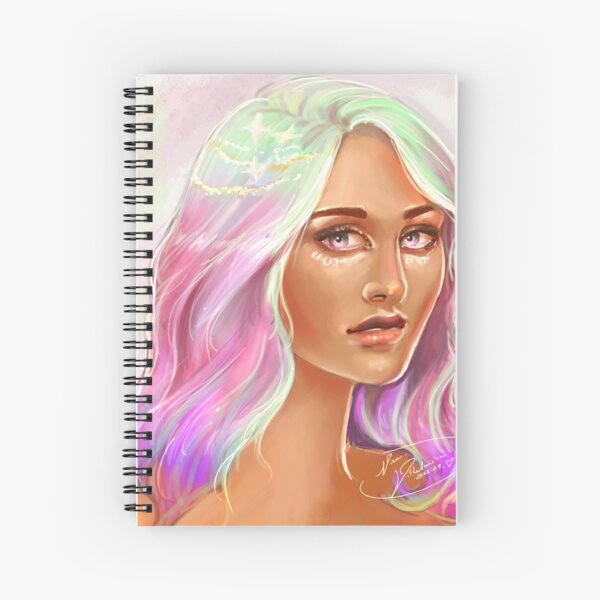 Rainbow pastel hair girl Spiral Notebook