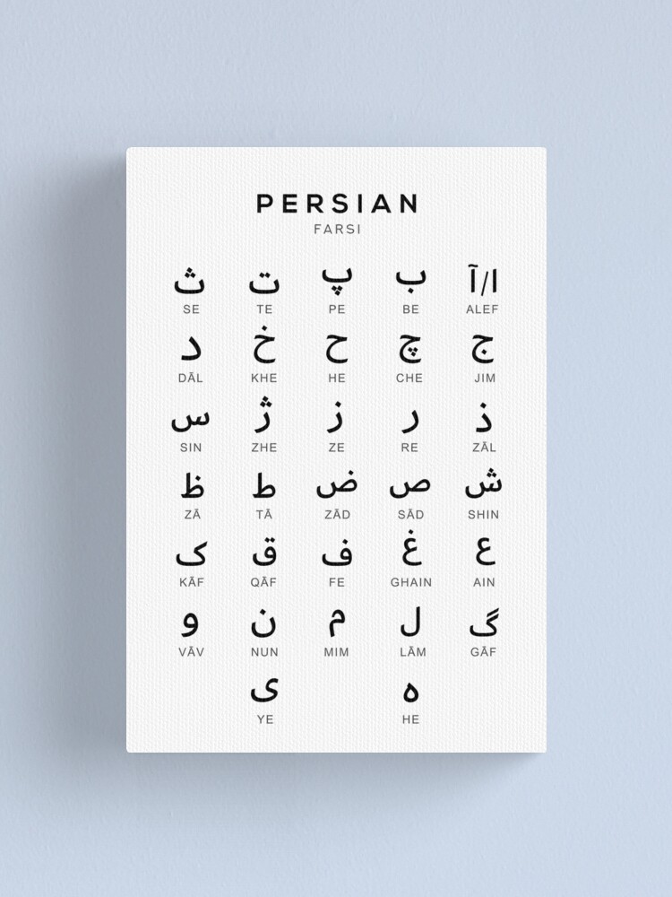 "Persian Alphabet Chart, Farsi Language Chart, White" Canvas Print For ...