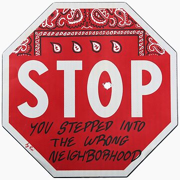 Artwork thumbnail, Road Sign STOP blood bandana with bullet hole by AjRoi