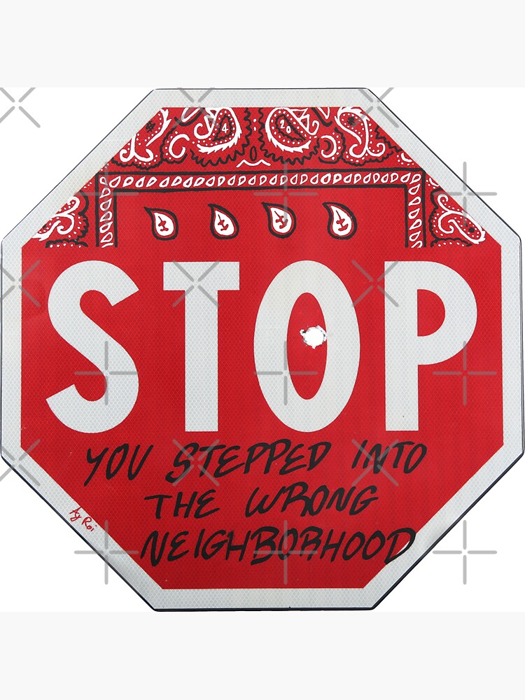 Thumbnail 3 of 3, Magnet, Road Sign STOP blood bandana with bullet hole designed and sold by AjRoi.