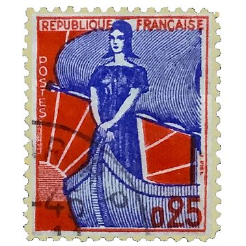 100 French Stamps 15f Used Blue Postage Stamps, Vintage Marianne Post Stamps  From France FREE POSTAGE 