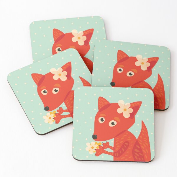 Item preview, Cute Fox With Flowers designed and sold by Boriana Giormova.