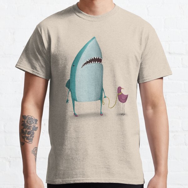 Amigo tiburón y pájaro Camiseta clásica