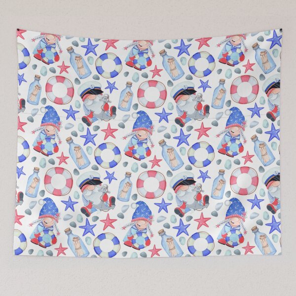 Item preview, Nordic Gnomes Sailor Sea Nautical Starfish Boat Life Saver Preserver Pattern designed and sold by Draculaura2009.