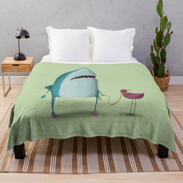 Shark and bird friend Throw Blanket