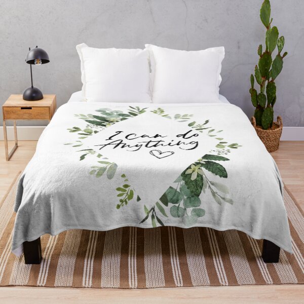 Item preview, I Can Do Anything Inspirational Quote | Floral Flower Leaves Diamond Border: designed and sold by LifeAndWonder.