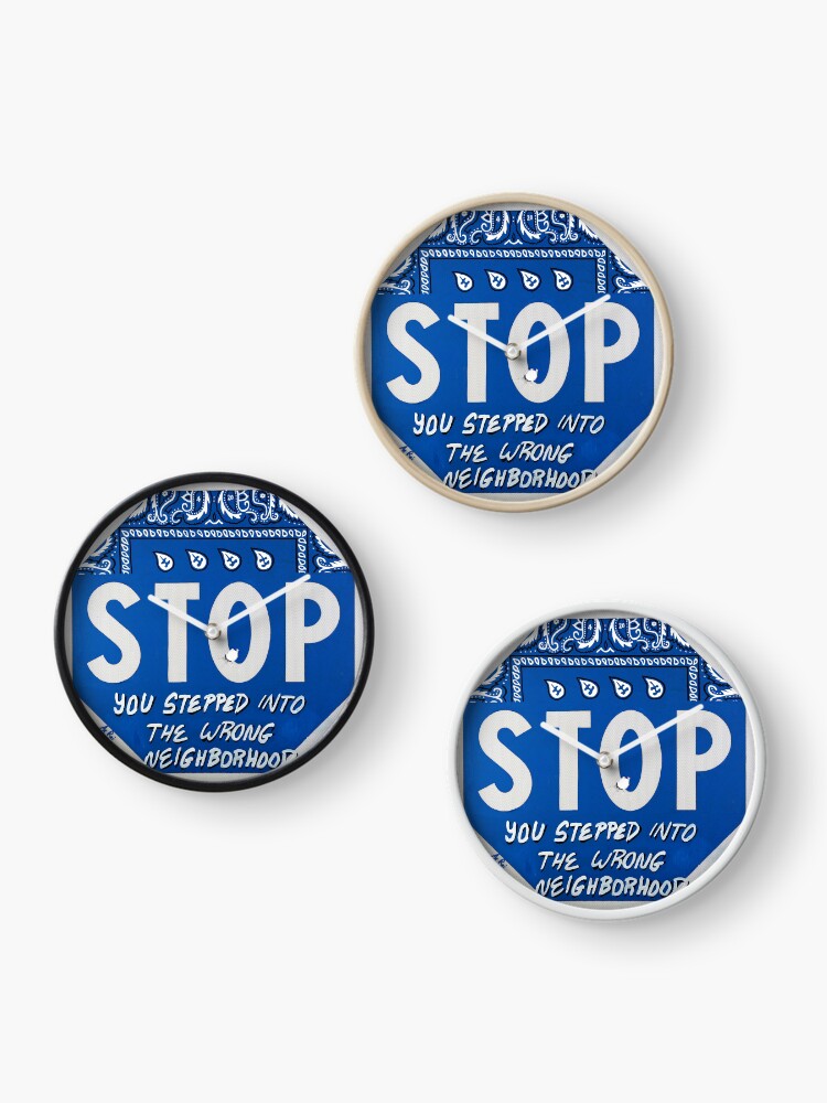 Thumbnail 3 of 4, Clock, Road Sign STOP crip bandana with bullet hole designed and sold by AjRoi.