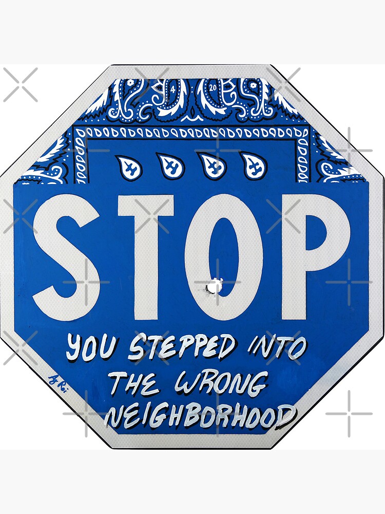 Thumbnail 4 of 4, Clock, Road Sign STOP crip bandana with bullet hole designed and sold by AjRoi.