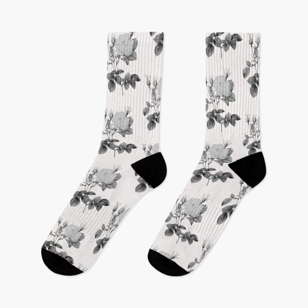 Item preview, White Leaf of Fleury Rose Flower, Alternative Illustration - Grey and White Rose designed and sold by DaphneKstudio .