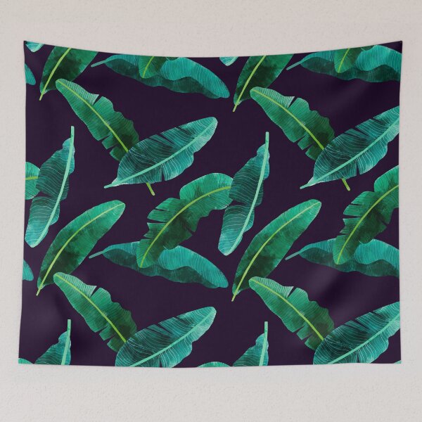 Item preview, Tropical Banana Leaves on Black designed and sold by pinkthesis.