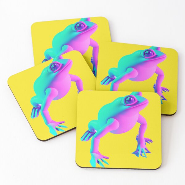 Item preview, a full body of a frog in the vaporwave style of the 90s, pastel color palette, 3d render designed and sold by wavelengthss.