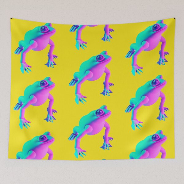 Item preview, a full body of a frog in the vaporwave style of the 90s, pastel color palette, 3d render designed and sold by wavelengthss.