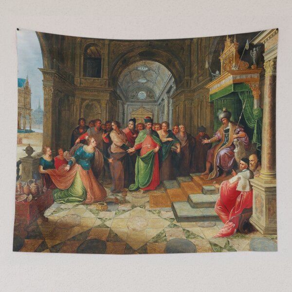 Item preview, King Solomon and the Queen of Sheba | Antwerp School | 17th Century Renaissance Biblical Art designed and sold by CJET.