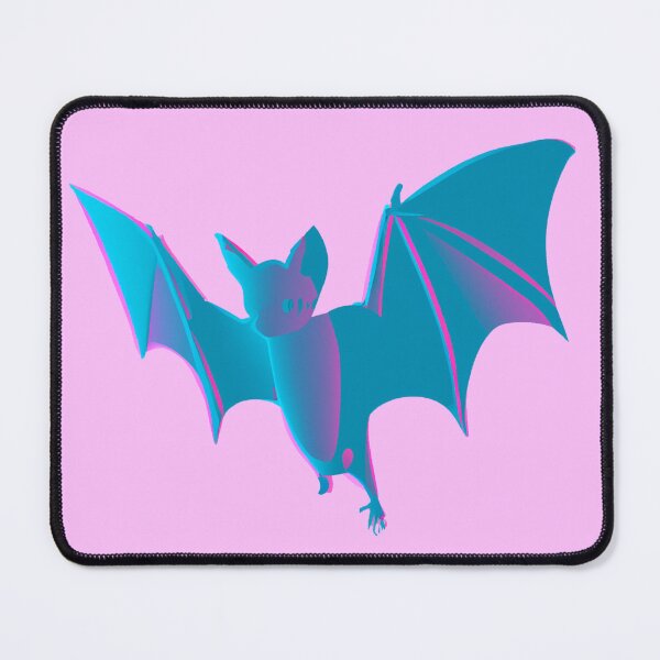 Item preview, a cartoon bat holding its wings out, vaporwave style of the 90s, pastel color palette designed and sold by wavelengthss.