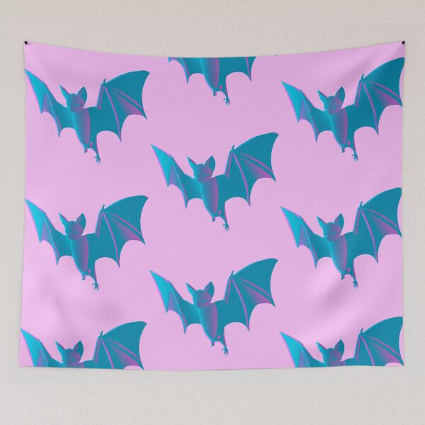 Item preview, a cartoon bat holding its wings out, vaporwave style of the 90s, pastel color palette designed and sold by wavelengthss.
