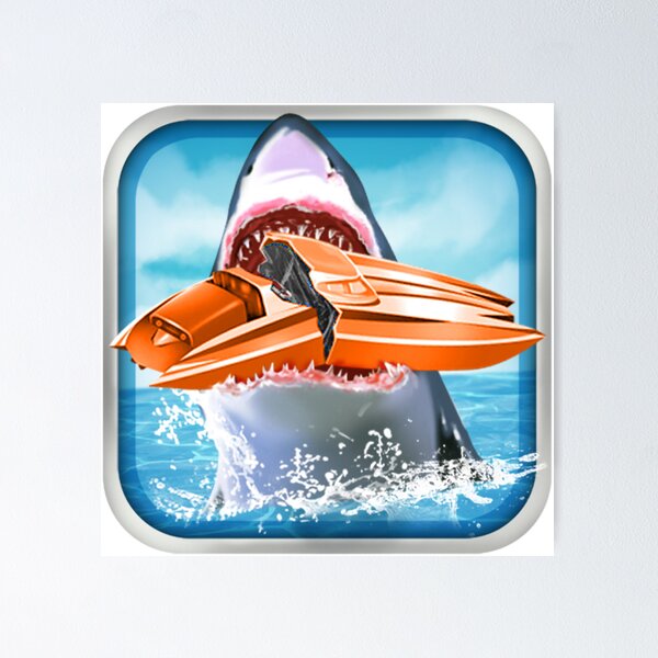 Item preview, The Race Boat Eating Shark designed and sold by ChristinasMess.