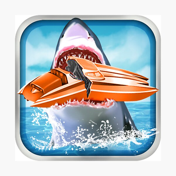 Item preview, The Race Boat Eating Shark designed and sold by ChristinasMess.